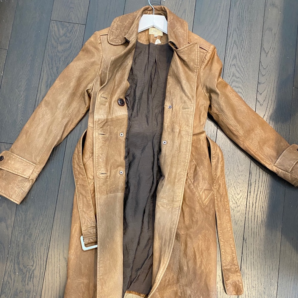 Real leather $600 trench coat